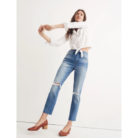 Madewell The High-Rise Slim Crop Boyjean: Knee-Rip Edition 26 - Picture 1 of 7